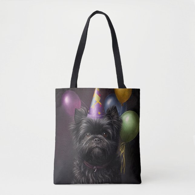 Bolsa Tote Affenpinscher Cachorro Balões de Nascimento (Frente)