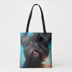 Bolsa Tote Affenpinscher celebrando Balões de aniversário bol