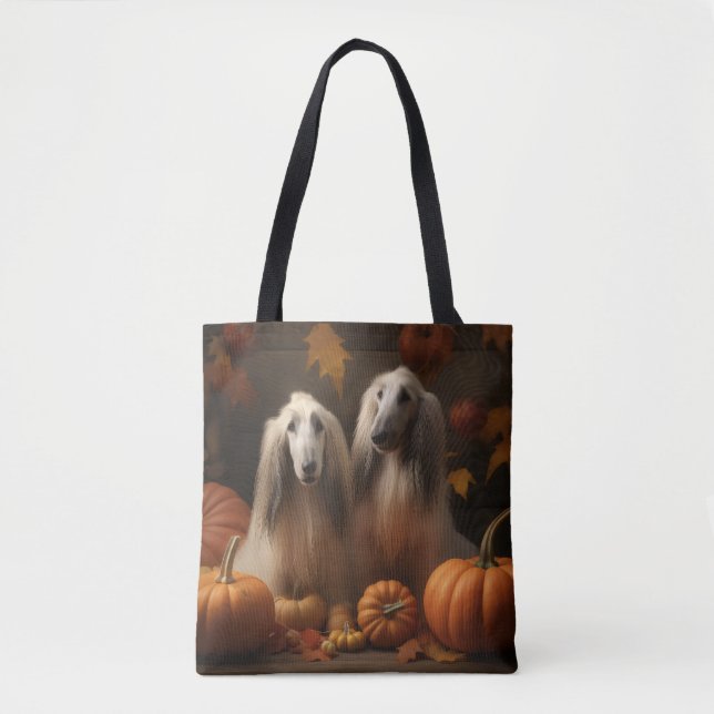 Bolsa Tote afghan hound Puppy Autumn Delight Pumpkin (Frente)