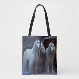 Bolsa Tote Afghan Hound Snowy Sleigh Ride Casey Decor