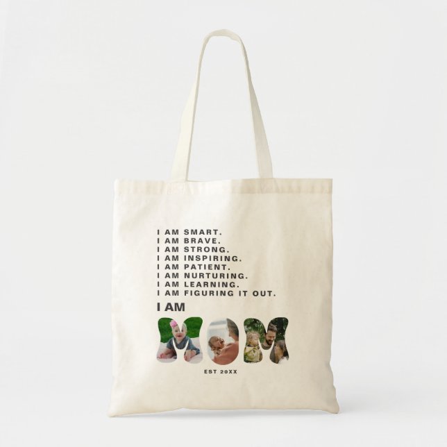 Bolsa Tote Afirmação Personalizada Presente de foto para Nova (Frente)