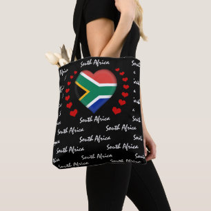 Bolsa Tote África do Sul Flag & Heart, Flag fashion /sport