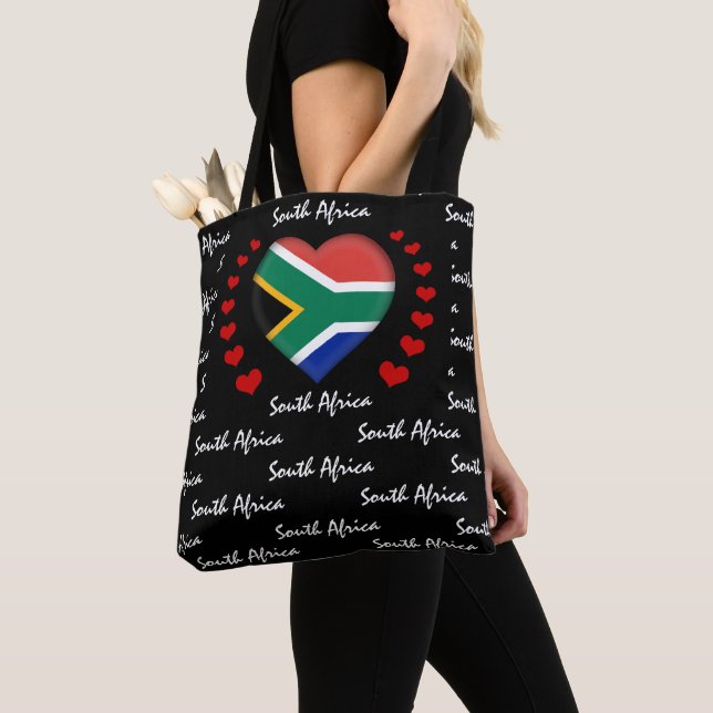 Bolsa Tote África do Sul Flag & Heart, Flag fashion /sport (Close Up)