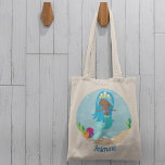 Bolsa Tote African American Mermaid Girl Cute Custom Beach<br><div class="desc">A cute blue ocean theme kids tote bag for a beautiful African American little girl who loves swimming in the summer with mermaids. Features a pretty blue haired black mermaid swimming around the lovely ocean coral. Order for your swim team child to take to practice or swim lessons or to...</div>