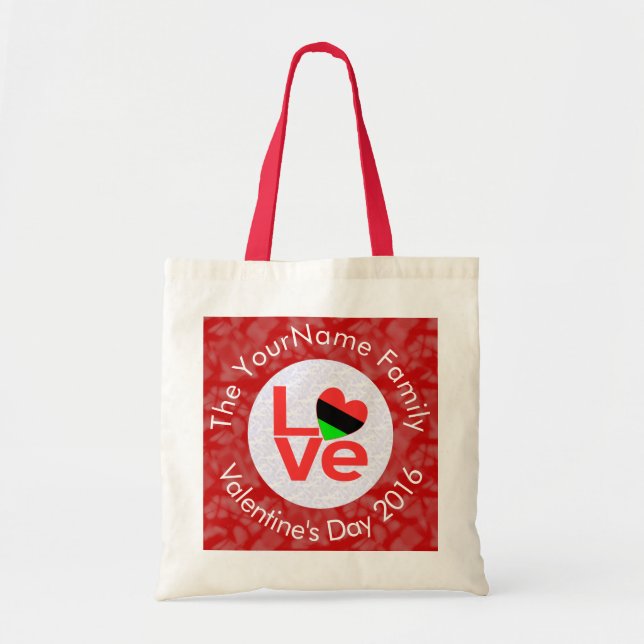 Bolsa Tote African American Red Letters LOVE Flag Personalize (Frente)
