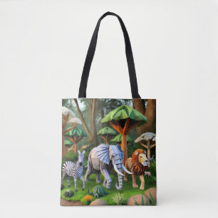Bolsa Tote  African animals in origame