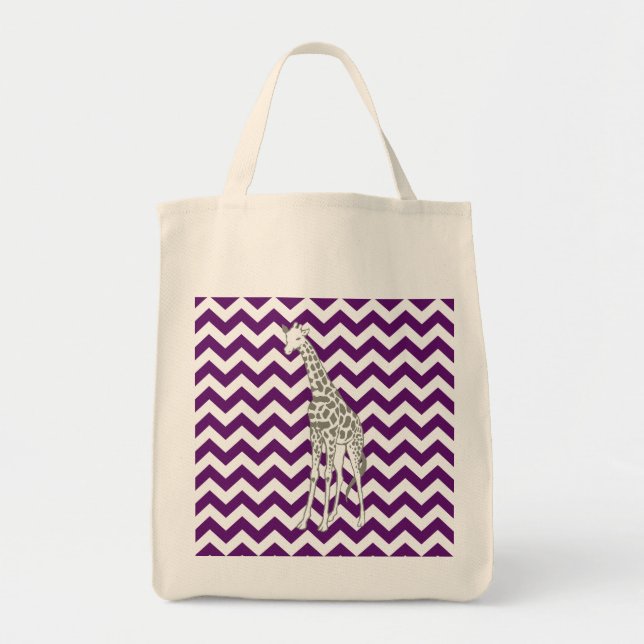 Bolsa Tote African Violet Chevron com Pop Art Giraffe (Frente)