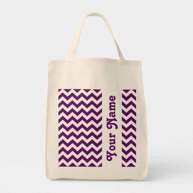 Bolsa Tote African Violet Safari Chevron com nome personalizá (Frente)