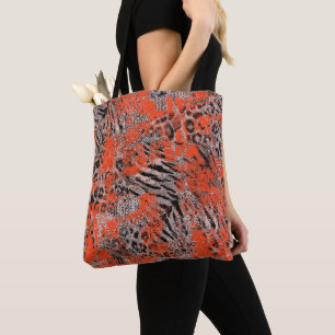 Bolsa Tote Africano, tribal. Preto, vermelho, cinza.