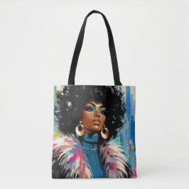 Bolsa Tote Afro Black Woman Colorful Painting