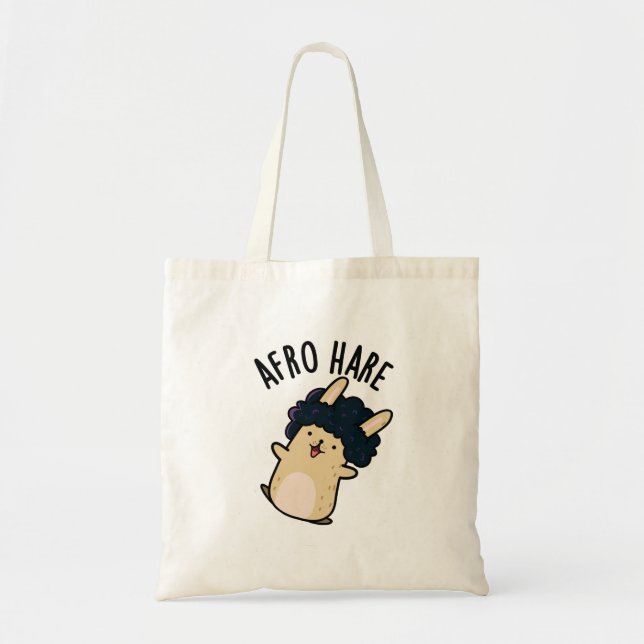 Bolsa Tote Afro Hare Engraçado Coelho com Afro Pun (Frente)