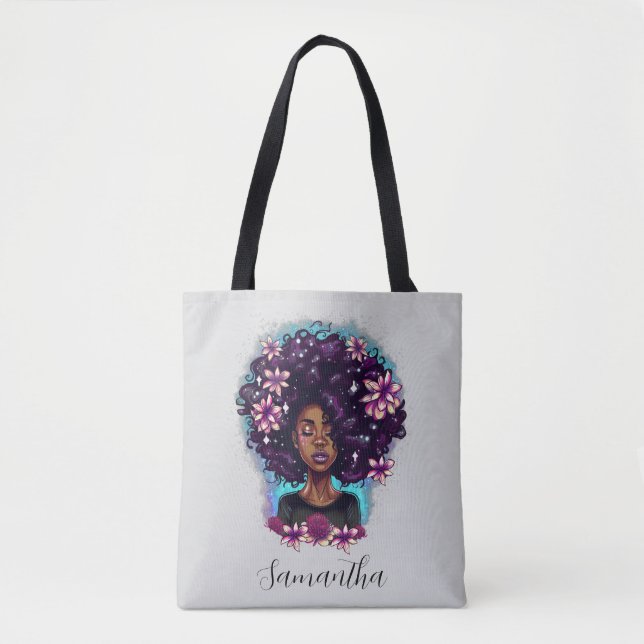 Bolsa Tote Afro-Mulher Floral (Frente)