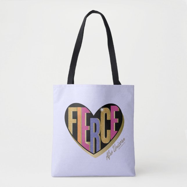 Bolsa Tote Afro Unicorn Fierce Heart Design (Frente)