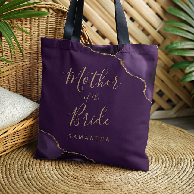 Bolsa Tote Ágata Dourada Roxa Mãe da Noiva (Criador carregado)