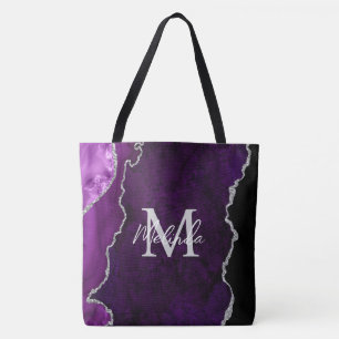 Bolsa Tote Ágata Marmore Purple e Prata