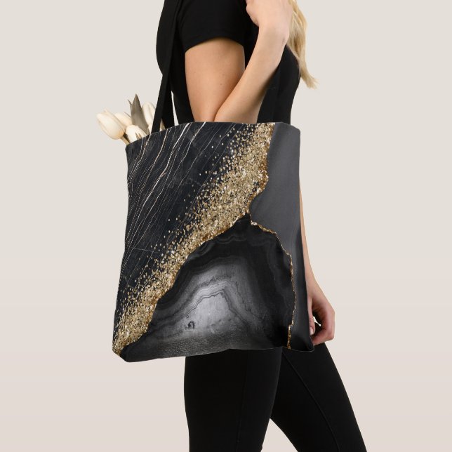 Bolsa Tote Agate de mármore preto (Close Up)
