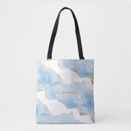 Bolsa Tote Agate Dourado Trendy Blue Personalizado