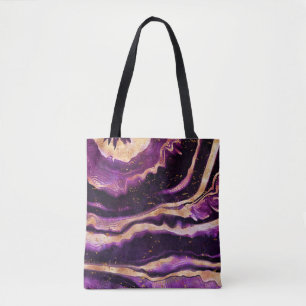 Bolsa Tote Ágato Dourado Rosa-roxo preto de Abstrato moderno