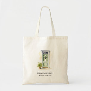 Bolsa Tote Agente Imobiliário Logotipo Aquarela Porta Verde