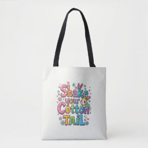 Bolsa Tote Agite seu Felz pascoa de cauda de algodão sazonal