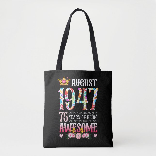 Bolsa Tote Agosto de 1947 75º Aniversário 75 Anos (Frente)