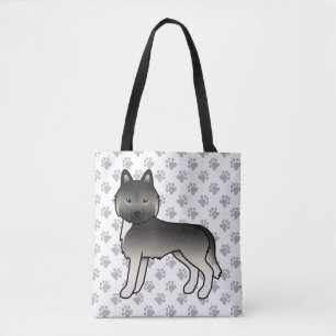 Bolsa Tote Agouti Siberian Husky Cartoon Dog & Paws