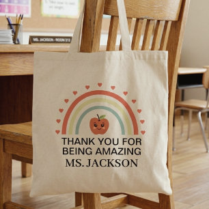 Bolsa Tote Agradecimento ao Professor Pastel Arco-Íris
