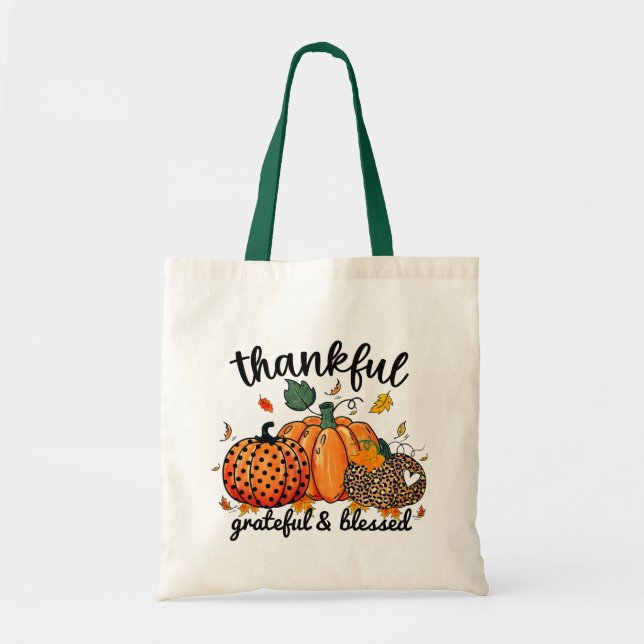 Bolsa Tote Agradeço ao Feliz Abençoado Abençoado Pumpkin do o (Frente)