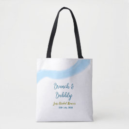 Bolsa Tote Água azul dourada colorida e buquê de noiva br