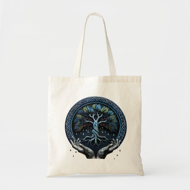 Bolsa Tote Água e Sabedoria: A Árvore Celta Mística da Vida (Frente)