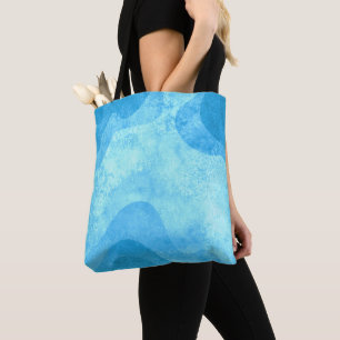 Bolsa Tote “Água-forte Azul Abstrata Oceano Moderno