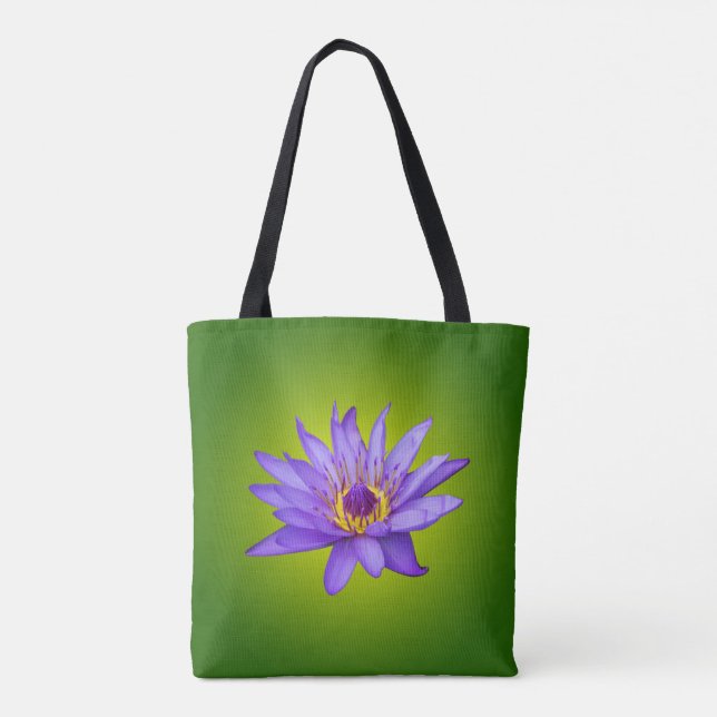 Bolsa Tote Água Lily Flower Pond Aquático Púrpura Água Bloque (Verso)