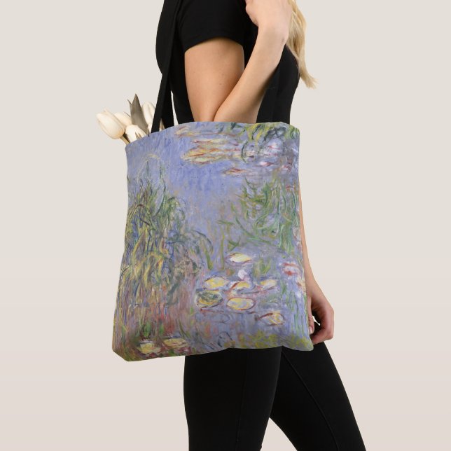Bolsa Tote Água-Lírios de Claude Monet |, conjunto de grama (Close Up)