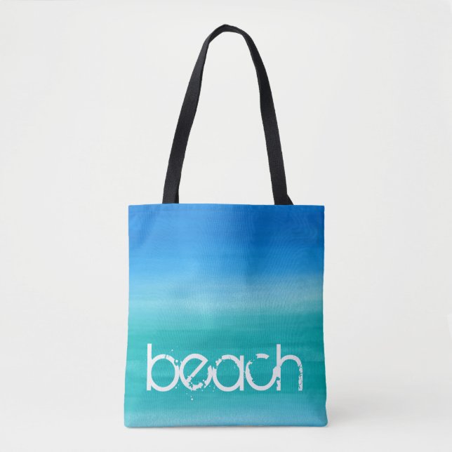 Bolsa Tote Água-marinha Aquarela Oceano Azul Verde (Frente)