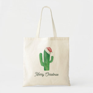 Bolsa Tote Água verde Cacto Natal Santa Claus