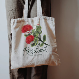 Bolsa Tote Água-viva da Flor Lehua Vermelha Havaiana Resiliên