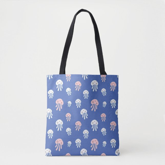 Bolsa Tote Água-viva em Fundo Azul (Frente)