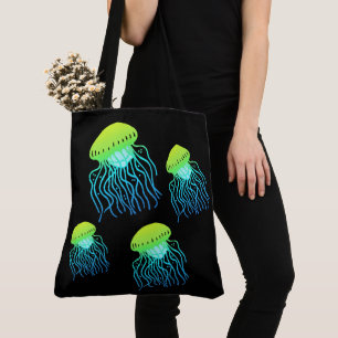 Bolsa Tote Água-viva - O Designer Jellies Neon Green Jelly Fi