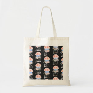 Bolsa Tote Água-viva pintada à mão, padrão vibrante de safra.