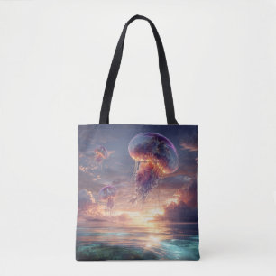 Bolsa Tote Água-viva Radiante nos Céus do Pôr do Sol