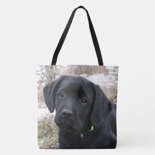 Bolsa Tote Aguardando Primavera - Labrador Puppy - Preto Lab