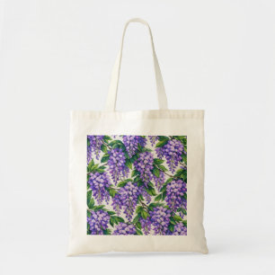 Bolsa Tote Aguarela Floral Botânica de Wistéria Roxa