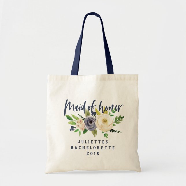 Bolsa Tote Aguarela floral da madrinha de casamento (Frente)
