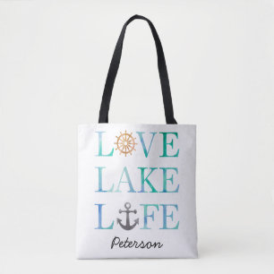 Bolsa Tote Aguarela náutica personalizada da vida do lago