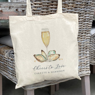 Bolsa Tote Aguarela Oyster & Pearl "Brindemos ao Amor" Favor
