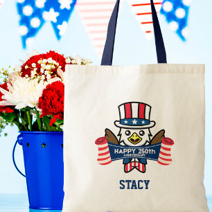 Bolsa Tote Águia Americana Patriótica Feliz 250º Aniversário
