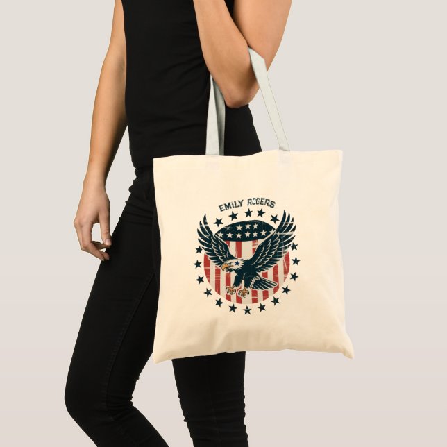 Bolsa Tote Águia Americana Retrô  (Frente (produto))