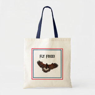 Bolsa Tote Águia Bald Patriótica EUA Voando Arte Natural Livr