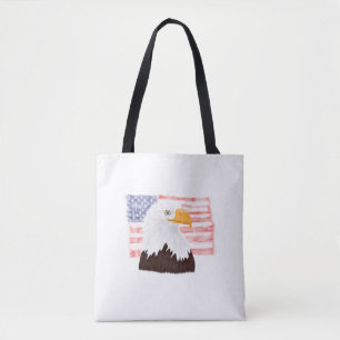 Bolsa Tote Águia Balda Americana e Bandeira - branco transpar