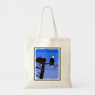 Bolsa Tote Águia Balda no inverno - Arte original sobre a vid
